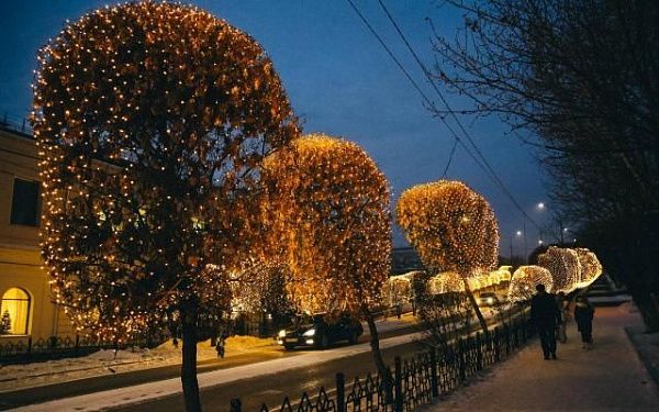 В Улан-Удэ сняли световые сетки с яблонь по главной улице 